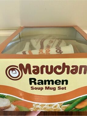 Maruchan Ramen Bowl Soup Mug Set With Lid  And Soup Spoon ceramic Open Box